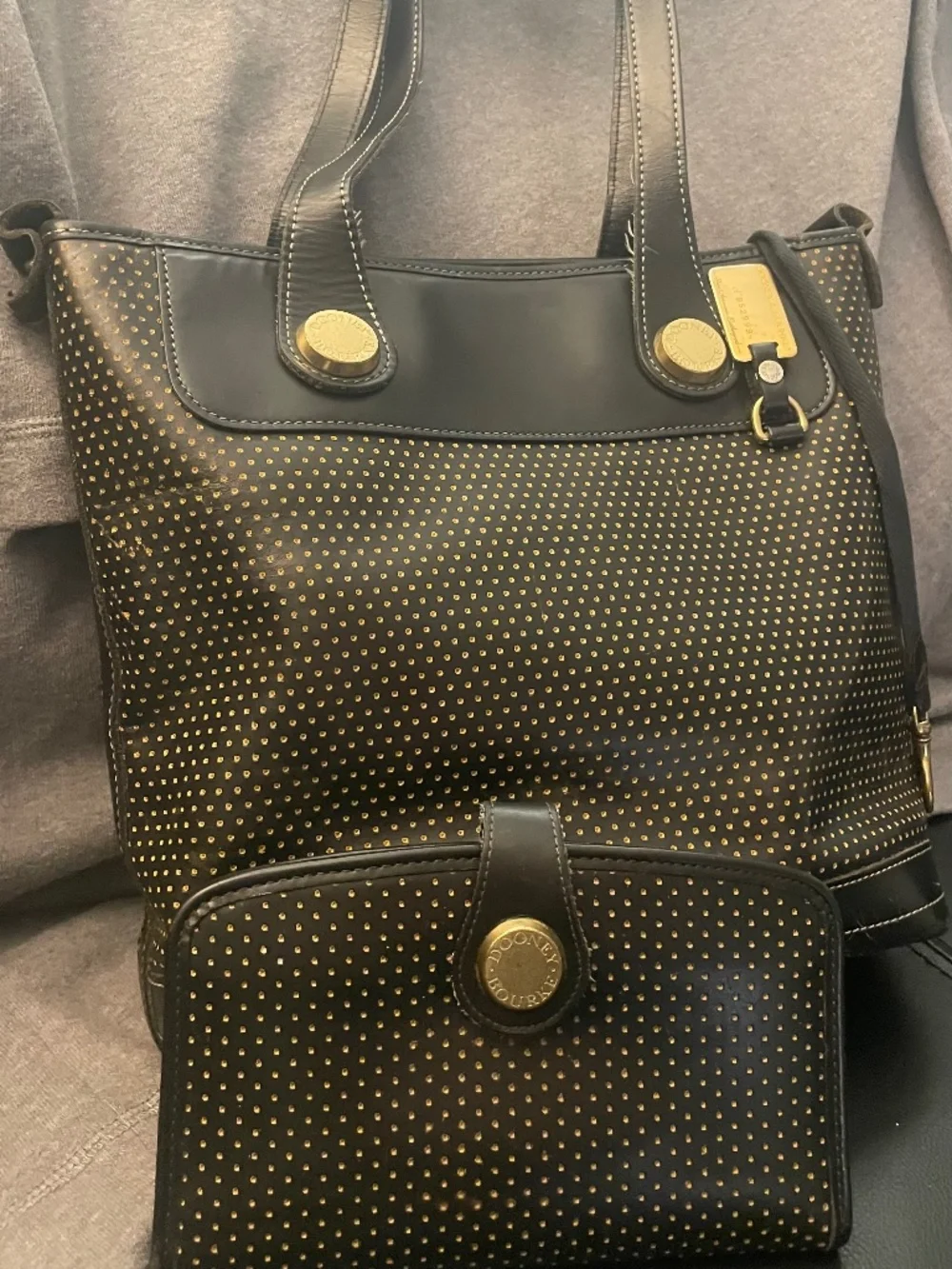 RARE Vintage Dooney&Bourke Cabriolet Shopper Tote & Matching Wallet Set - Black/